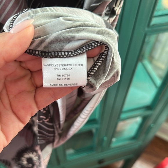 BCBGMaxAzria Abstract Pattern Midi Dress - Black, Cream, Brown - Picture 5 of 6